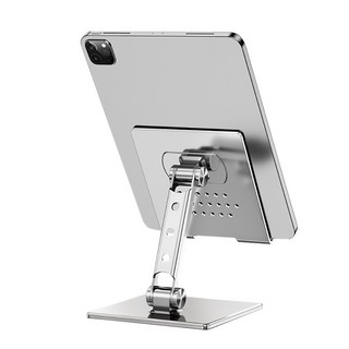ANTIAN 桌面金屬折疊平板支架 iPad適用 穩固支撐 可解放雙手, 1個, 單一商品, 銀色