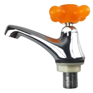 Elephant Waters 沐象 台灣瓷閥花漾立栓 橙色十字花漾把手設計, 1個