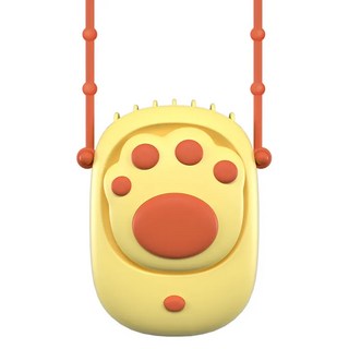 Timo 棉花糖貓爪掌上吹式頸掛風扇, 1500mAh電池, 超長續航10小時, 可掛頸/手持/桌立, TF-03, 奶油黃