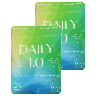 CLA Daily 1.0輕薄C型口罩 S KF94 白色 - 兒童適用 舒適透氣, 25片, 2包