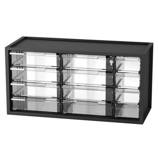 livinbox A9-512 零件分類箱 12抽 PS材質 台灣精製, 378 x 154 x 189mm, 黑色, 1個