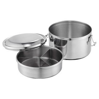 PLUS PERFECT 理想 極緻316 不鏽鋼雙層圓形便當盒, 不鏽鋼 銀色, 1個