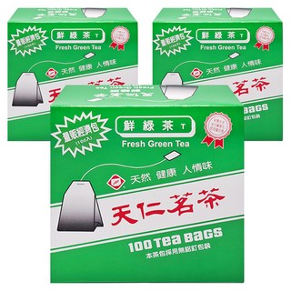 天仁茗茶 鮮綠茶經濟包 天然健康人情味, 2g, 100包, 3盒