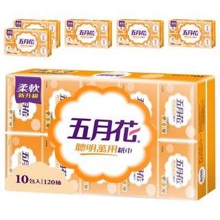 五月花 聰明萬用紙巾 120張, 10包, 6袋