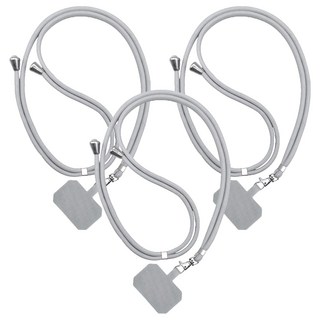 斜背式手機掛繩，柔軟兼顧，拉扯不變形，掛繩長度自由調節，多種用途，適用於各種手機, 深灰色, 3條