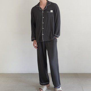 어나더디 커플용 보들 피치스킨 피치기모 긴팔 잠옷 상하의 세트