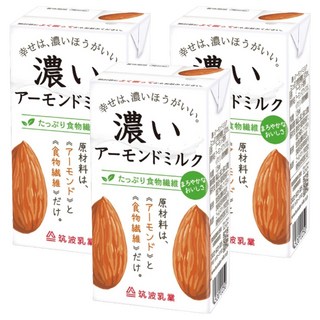 TSUKUBA 筑波乳業 香濃杏仁飲 無糖, 3個, 125ml