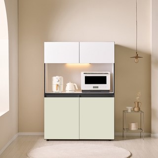 엘리에셀 LED 진열 광폭 수납장 1000 세트 방문설치, 화이트그린