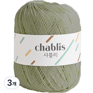 yarna 샤블리 면사 뜨개실, 112 윈터그린, 3개