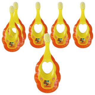 TOBOT 韓國 機器戰士兒童牙刷(1階段0~2歲) 圓形小刷頭 柔軟刷毛, 黃色, 1支, 6支