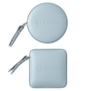日本SP SAUCE 迷你捲尺攜帶型2件組 圓型 + 方型 時尚皮革 粉藍色 40g, 1組, 150cm/60inch