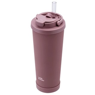 cook power 鍋寶 真空陶瓷雙飲杯 附Tritan吸管 + 吸管刷 860ml, 粉紅, 1個