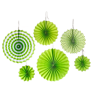 紙扇花6件組 附掛繩 綠 8in(20cm) 12in(30cm) 16in(40cm)