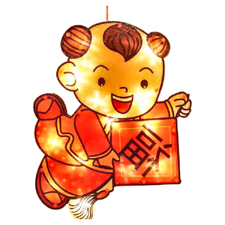 春節吸盤燈 塑膠材質 電子元件, 男娃 紅色