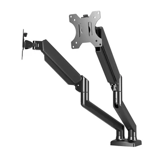 Ermutek 二木科技 鋁合金桌上型快拆式氣壓式雙電腦螢幕支架, 適用於17-32吋螢幕, 單邊支架承重8公斤, 支援橫豎屏切換, 1個