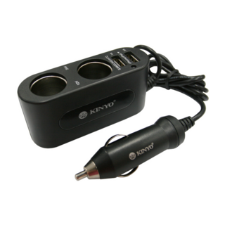 Kinyo 車用USB點煙器擴充器 CRU-19 86 x 28 x 42mm 線長90cm 黑色 13g, 2口, 1個