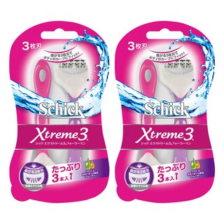 Schick 舒適牌 Xtreme3 熱情夏威夷仕女輕便刀 Set 3支 彈性刀片 雙重潤滑條 防滑軟橡膠刀把, 2組