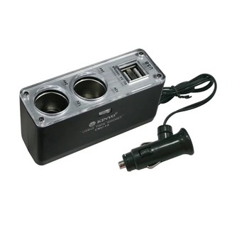 Kinyo 車用點煙擴充座 + USB充電孔 CRU-15 93 x 50 x 33mm 60g, 4孔, 1個