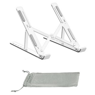 Home Planet 可折疊便攜型鋁合金筆電支架, 6段角度調節, 適用於筆記型電腦/平板電腦, 金屬灰, 1個
