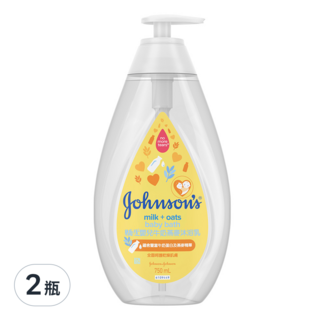 嬌生嬰兒牛奶燕麥沐浴乳 富含燕麥多醣聚合體 牛奶蛋白深度滋養, 750ml, 2瓶