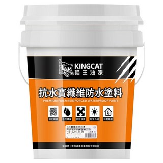KINGCAT 貓王油漆 抗水寶纖維防水塗料 H1-524 灰色, 3.7L, 3.7公斤, 1桶
