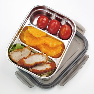 인콕 다이어트 스텐 식판 3구 소 + 뚜껑, 혼합색상, 1개