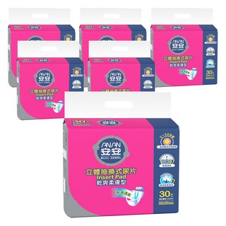 安安立體抽換式尿片 乾爽柔膚型 男女適用 30片 x 6包, 22 x 50cm