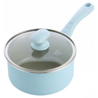 green chef IH爐適用 Sandstone 鑽石陶瓷塗層不沾單柄湯鍋 不挑爐具 天然無毒, 1個, 16cm, 粉彩藍