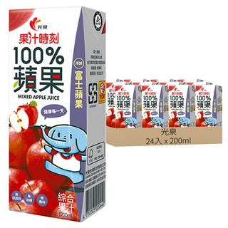 光泉 果汁時刻100%蘋果綜合果汁, 200ml, 24入