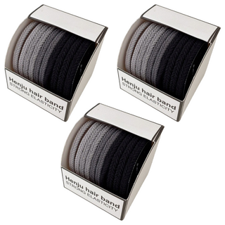 韓系髮圈 Set 30, 簡約淡雅設計, 灰黑冷色系, 高彈耐用, 細螺紋 灰色