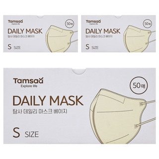 Tamsaa 日常鳥嘴型立體口罩 韓國製 S, 50片, 3盒, 米色