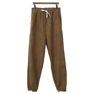 Lalaon 女款彈性坑條燈芯絨鬆緊腰束口褲 TSP1038