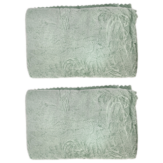 Crocodile 鱷魚 超細纖維浴巾 70x140cm 柔軟親膚, 鱷魚壓花 綠色, 2條