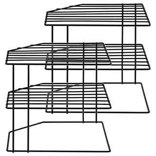 寢室安居 轉角好放取三層鐵藝置物架, 黑色, 2個