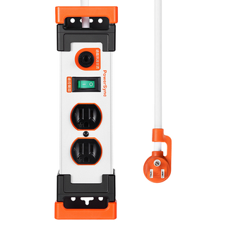 PowerSync 群加 NTL2W9018 1開2插鋁合金防雷擊抗搖擺延長線, 1.8m, 白色, 1條