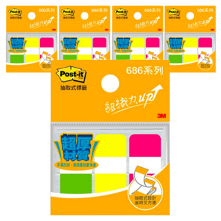 3M Post-it 利貼 686-Y 利貼可再貼耐用標籤, 36張, 5組