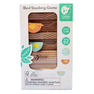 Classic WORLD 客來喜 經典木玩 小鳥趣味疊疊樂 20141, 混和顏色, 1盒