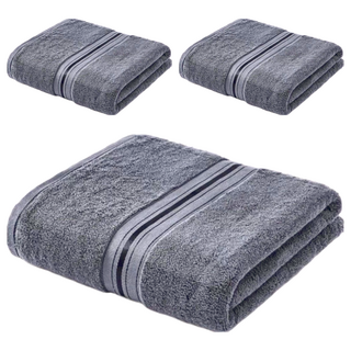 純棉浴巾 600 GSM 強大吸水力 五星酒店級豪華 100%純棉, 深碳灰, 3條