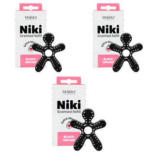 Mr&Mrs FRAGRANCE NIKI 汽車芳香劑 補充包, 黑蘭花, 3個