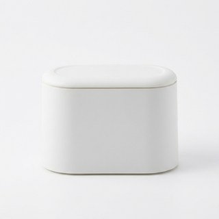 Apnalchangchang 迷你附蓋式垃圾桶 桌上型垃圾桶, 橢圓形 白色