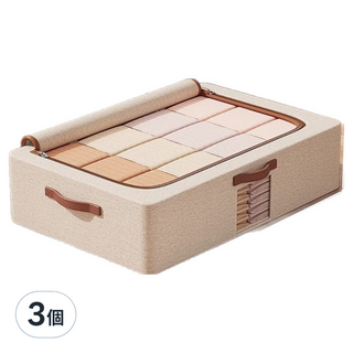 小麥購物 抽屜式床底儲物箱 L1440 56L, 米白色, 3個