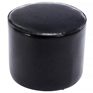 E-home 伯特PU面圓邊條休閒邊桌椅凳, PU皮革, 黑色, 50.5*50.5*40.5公分, 1個