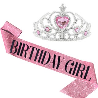 Mii Mii Party 生日公主皇冠肩帶組, 粉紅色, 1套