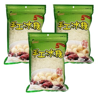 CHI-SHENG 耆盛食品 手工冰糖, 適用於調味、料理、泡咖啡、煮甜湯、煎藥, 夾鏈袋方便保存使用, 1kg, 3包