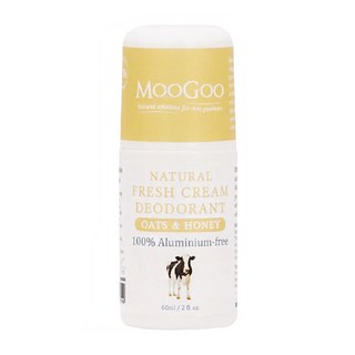 MOOGOO 天然清新乳霜體香劑 100%不含鋁, 蜂蜜燕麥, 60ml, 1瓶