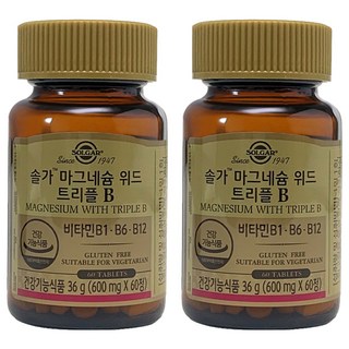 솔가 마그네슘 위드 트리플B 36g, 60정, 2개
