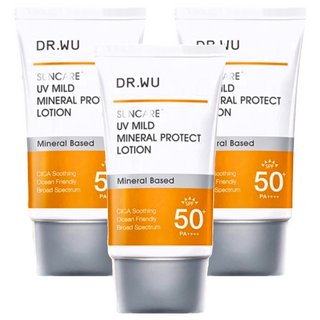 DR.WU 達爾膚 台灣公司貨 低敏物理舒緩防曬乳, 35ml, 3條