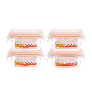 오븐락 이유식 용기 미니 직사각, 4개, 150ml