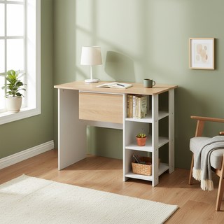 HOPMA 合馬家具 簡易層架書桌, 漂流木配木紋白