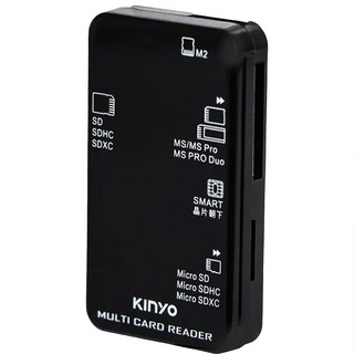 Kinyo 多合一晶片讀卡機 線長1.2m 37 x 16 x 66mm 45g, KCR-6252, 黑色, 1個